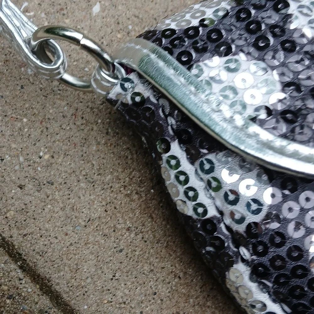 Girls Sequin Crossbody Bag - Black and Silver Polka Dot NWOT